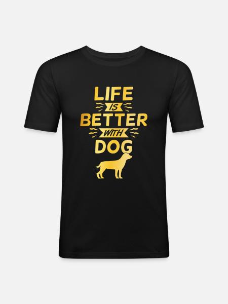 stolzer Hundebesitzer Spruch - Männer Slim Fit T-Shirt - Schwarz