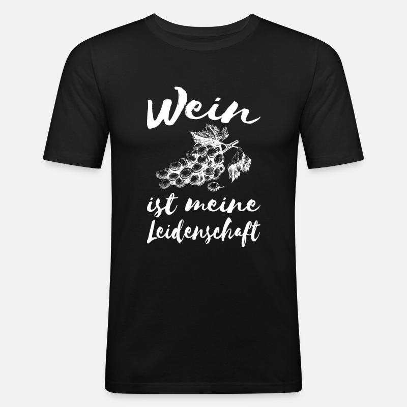 Wein Leidenschaft - Männer Slim Fit T-Shirt - Schwarz