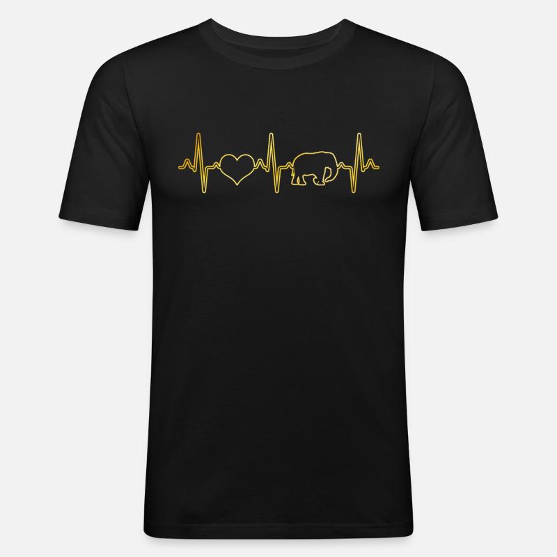 Elefant Herzschlag - Männer Slim Fit T-Shirt - Schwarz