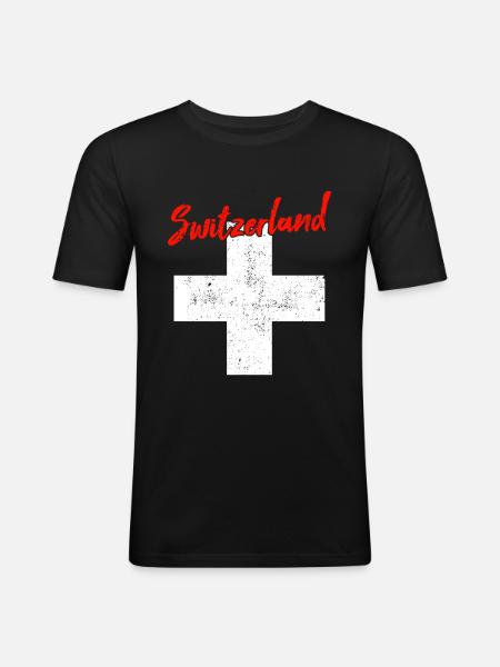 Suisse Suisse - T-shirt près du corps Homme - noir