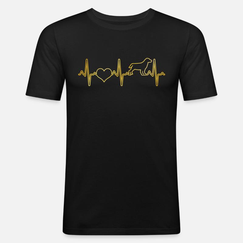 Hund Herzschlag - Männer Slim Fit T-Shirt - Schwarz
