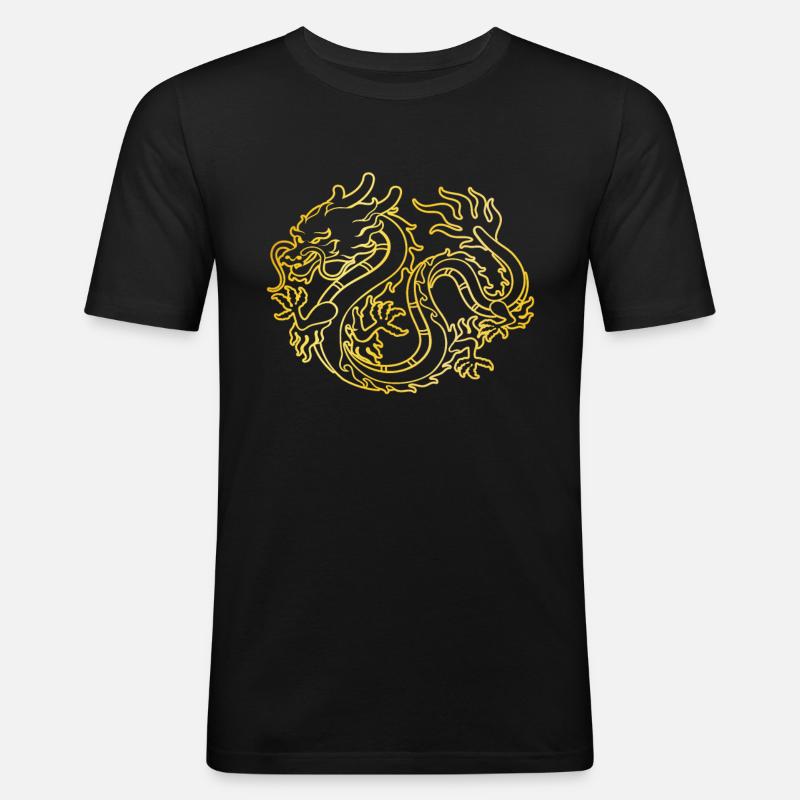chinesischer Drache - Männer Slim Fit T-Shirt - Schwarz