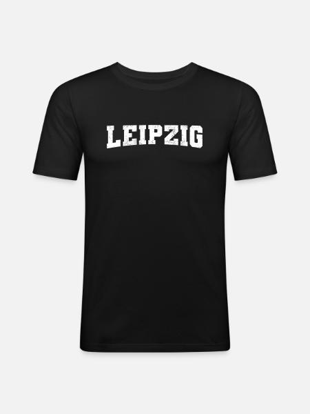 Leipzig - Männer Slim Fit T-Shirt - Schwarz
