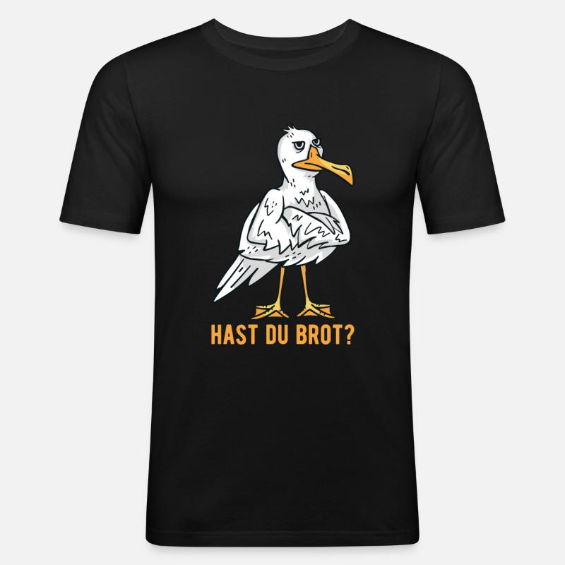 Hast Du Brot Möwe - Männer Slim Fit T-Shirt - Schwarz