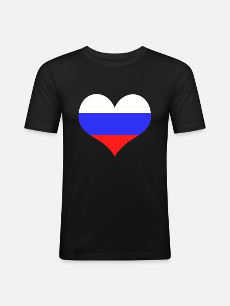 Russia Heart - Men's Slim Fit T-Shirt - black