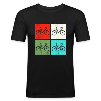 Fahrrad Radsport Retro - Männer Slim Fit T-Shirt - Schwarz - Vorne - Nik (191cm)