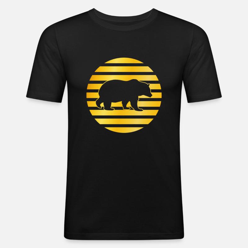 goldenes Bär Eisbär Logo - Männer Slim Fit T-Shirt - Schwarz