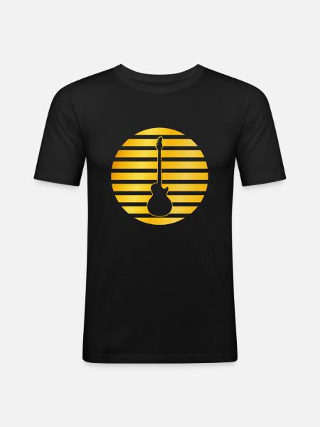E guitar golden logo - Men's Slim Fit T-Shirt - black