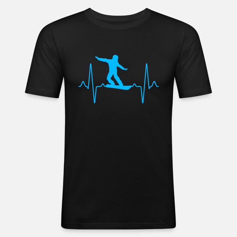 Snowboarding Herzschlag - Männer Slim Fit T-Shirt - Schwarz