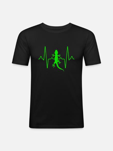 Lizard Heartbeat - Men's Slim Fit T-Shirt - black