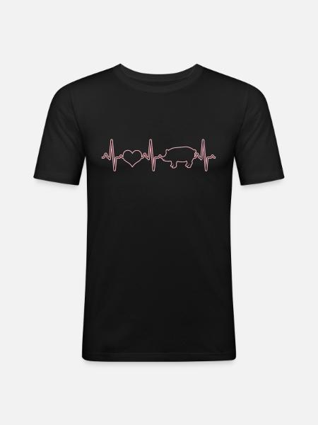 Pig Heartbeat - Men's Slim Fit T-Shirt - black