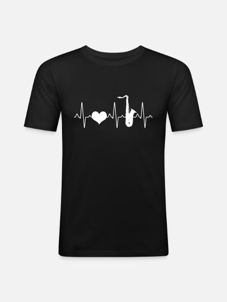 Saxophone Heartbeat - Men's Slim Fit T-Shirt - black