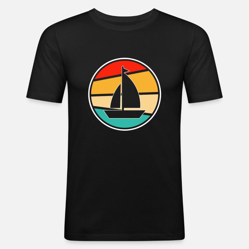 Segeln Retro - Männer Slim Fit T-Shirt - Schwarz