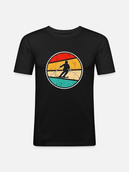 Ski Retro - Männer Slim Fit T-Shirt - Schwarz