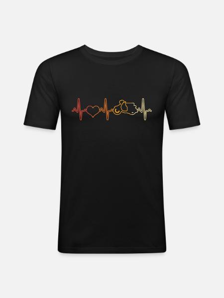 Roller Mofa Herzschlag Retro - Männer Slim Fit T-Shirt - Schwarz