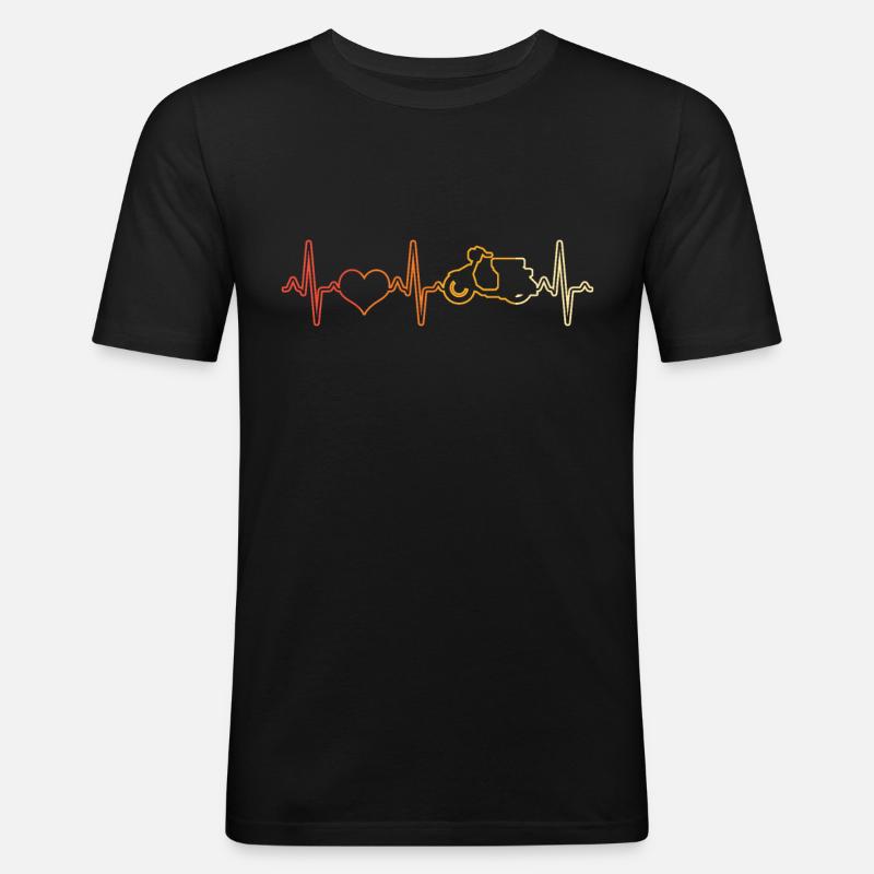 Roller Mofa Herzschlag Retro - Männer Slim Fit T-Shirt - Schwarz