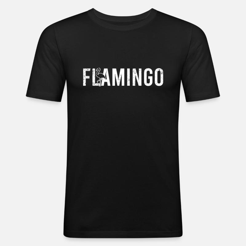 Flamingo - Männer Slim Fit T-Shirt - Schwarz