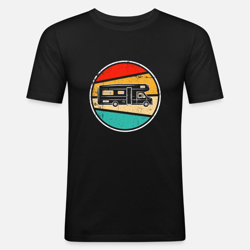 Wohnmobil Retro - Männer Slim Fit T-Shirt - Schwarz