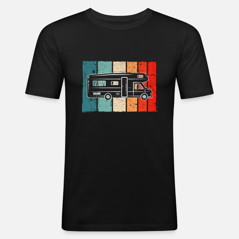 Wohnmobil Retro - Männer Slim Fit T-Shirt - Schwarz
