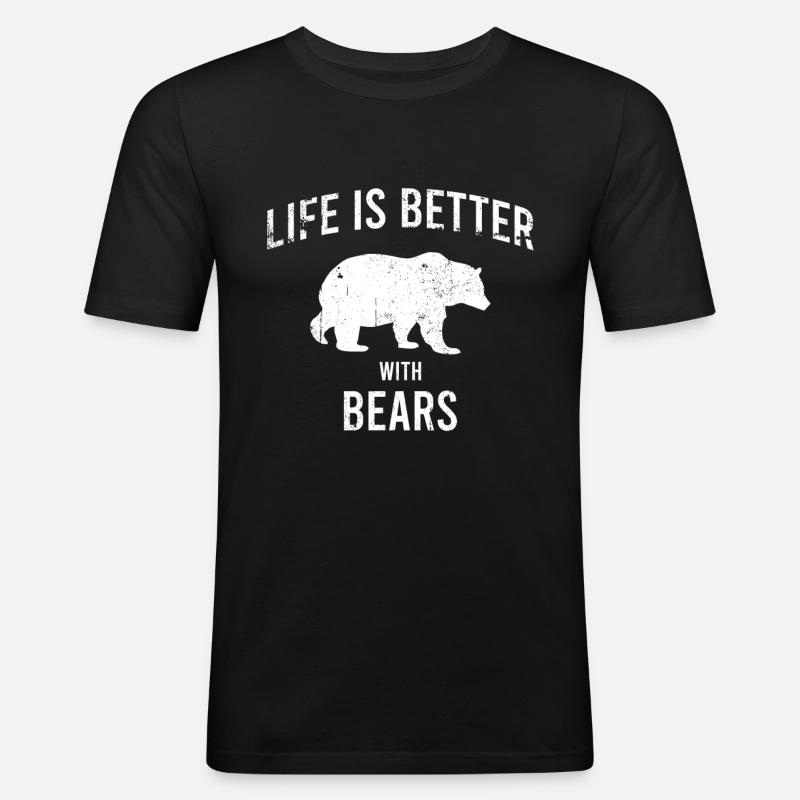 Bär Spruch - Männer Slim Fit T-Shirt - Schwarz