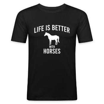 Horse Horse Saying - Men's Slim Fit T-Shirt - black - Front - Nik (191cm)