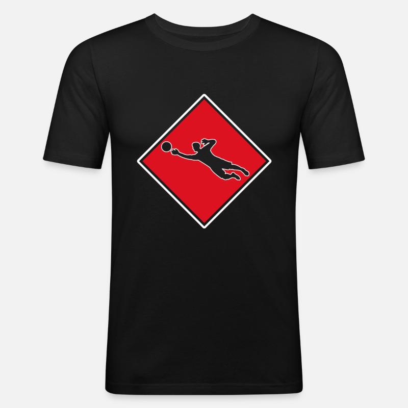 Fußball Keeper Logo - Männer Slim Fit T-Shirt - Schwarz