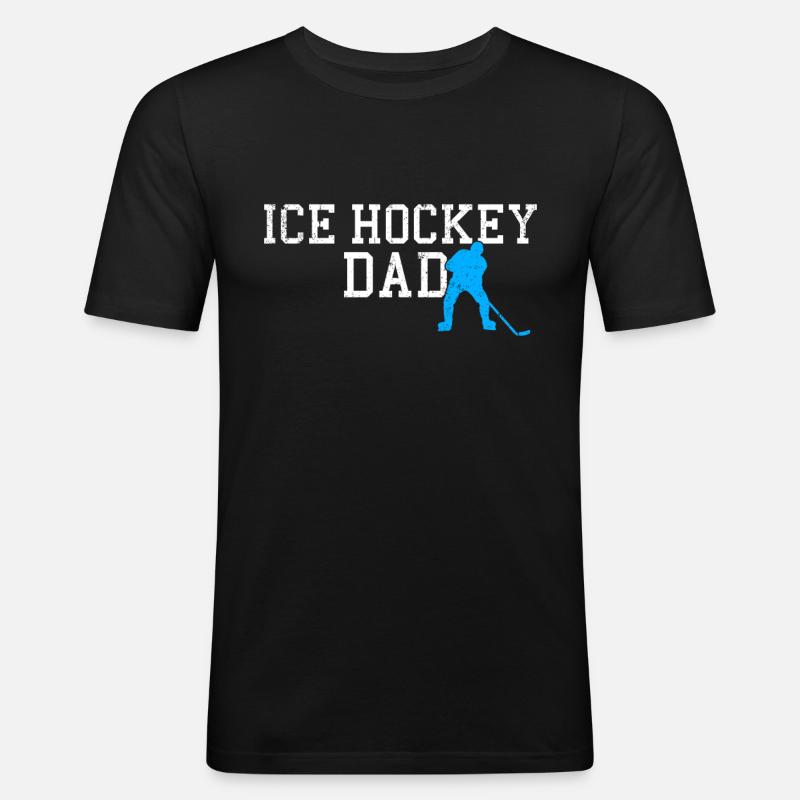 Eishockey dad - Männer Slim Fit T-Shirt - Schwarz