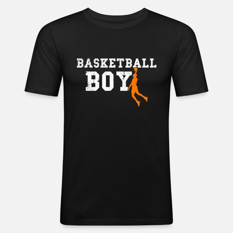 basketball boy - Männer Slim Fit T-Shirt - Schwarz