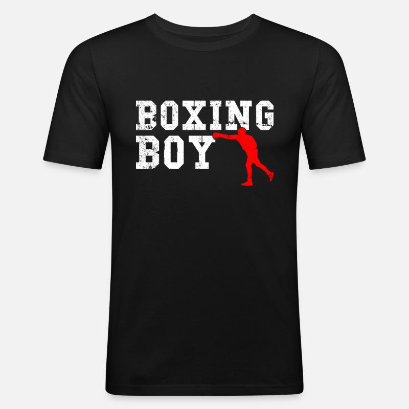 boxing boy - Männer Slim Fit T-Shirt - Schwarz