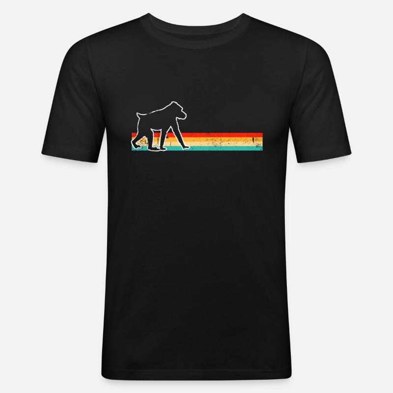 Affe Retro - Männer Slim Fit T-Shirt - Schwarz