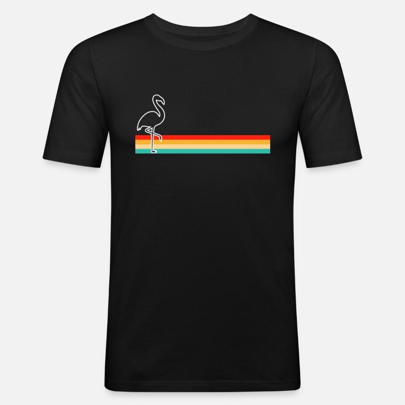 Flamingo Retro - Männer Slim Fit T-Shirt - Schwarz
