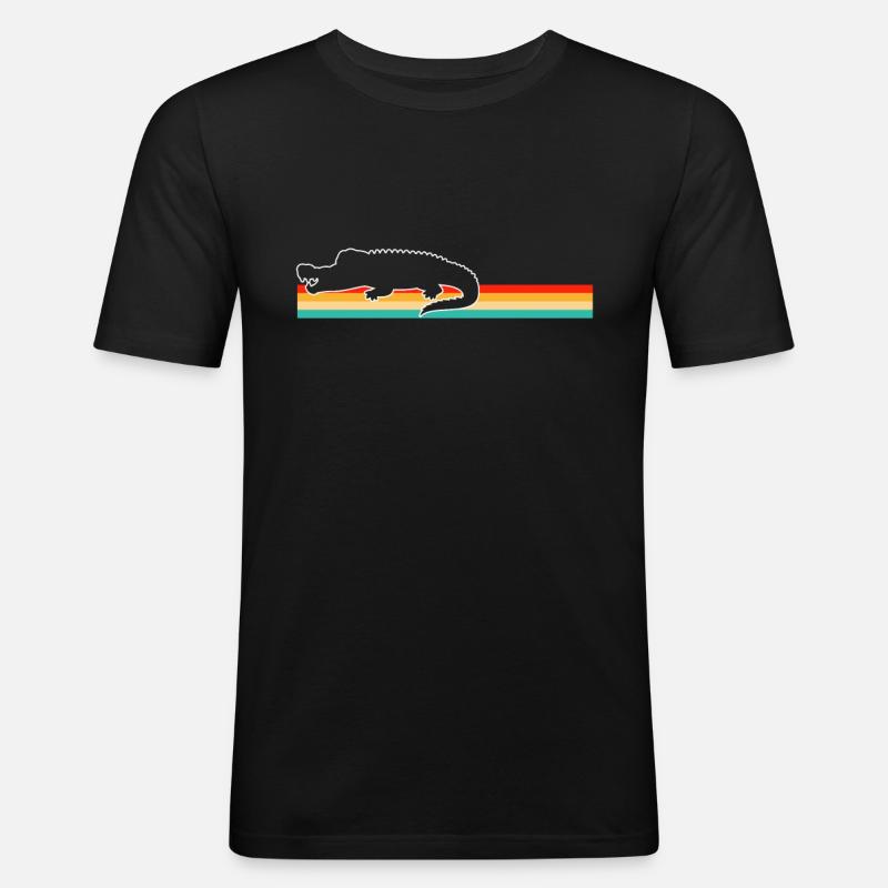 Krokodil Retro - Männer Slim Fit T-Shirt - Schwarz