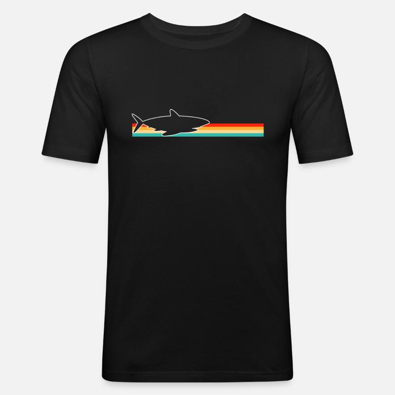 Hai Retro - Männer Slim Fit T-Shirt - Schwarz