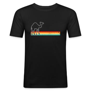 Dromadaire rétro - T-shirt près du corps Homme - noir - Devant - Nik (191cm)