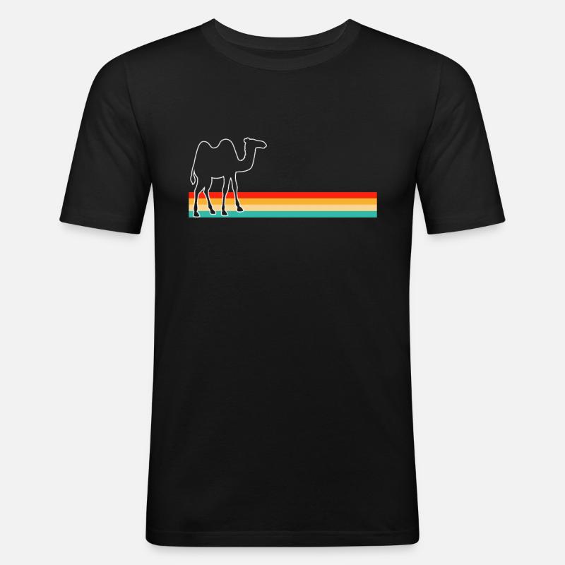 Kamel Retro - Männer Slim Fit T-Shirt - Schwarz