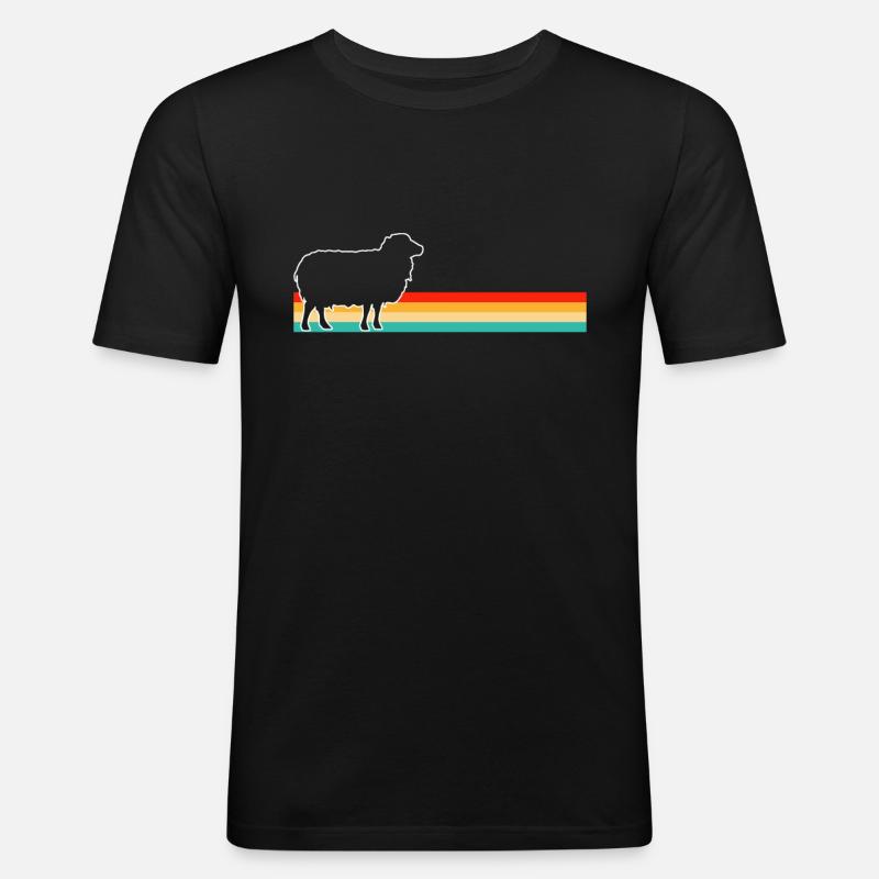 Schaf Retro - Männer Slim Fit T-Shirt - Schwarz