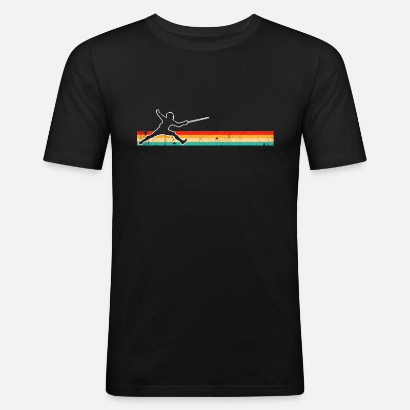 Fechten Retro - Männer Slim Fit T-Shirt - Schwarz