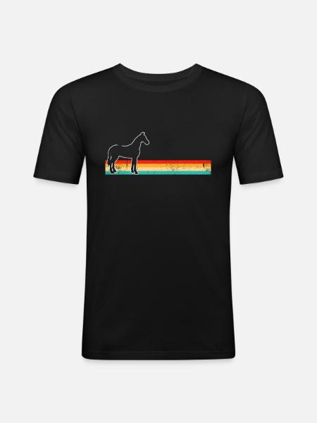 Pferd Retro - Männer Slim Fit T-Shirt - Schwarz
