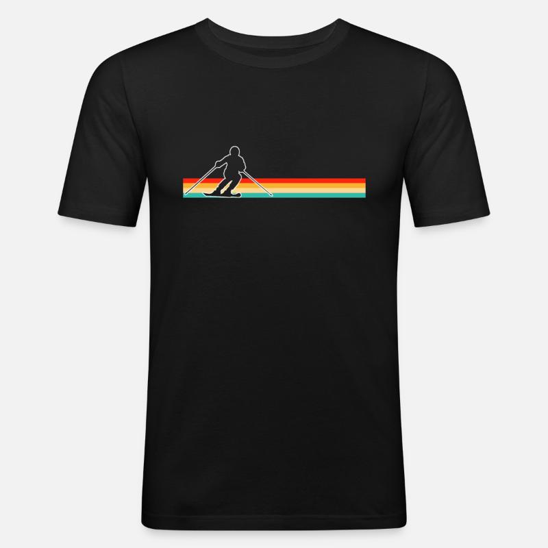 Ski Retro - Männer Slim Fit T-Shirt - Schwarz