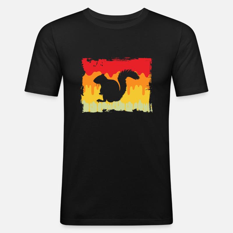 Eichhörnchen Retro - Männer Slim Fit T-Shirt - Schwarz