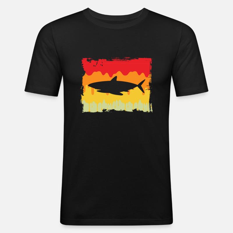 Hai Retro - Männer Slim Fit T-Shirt - Schwarz