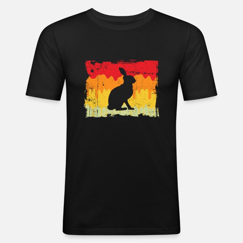 Hase Retro - Männer Slim Fit T-Shirt - Schwarz