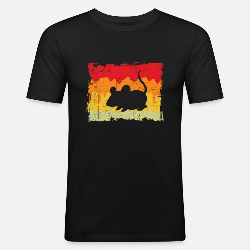 Maus Retro - Männer Slim Fit T-Shirt - Schwarz