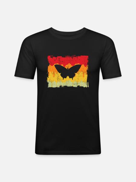 Papillon Rétro - T-shirt près du corps Homme - noir