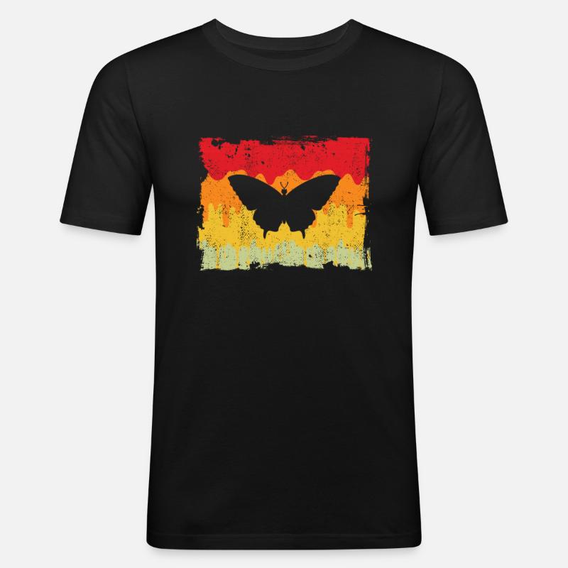 Schmetterling Retro - Männer Slim Fit T-Shirt - Schwarz