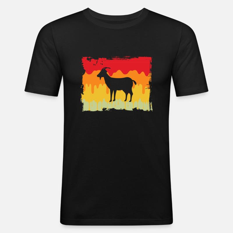 Ziege Retro - Männer Slim Fit T-Shirt - Schwarz