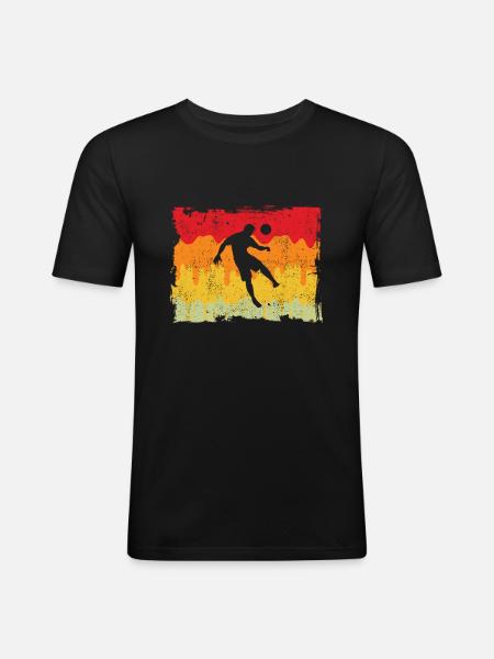 Fußball Fußballer Retro - Männer Slim Fit T-Shirt - Schwarz