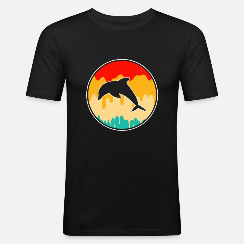 Dolphin Retro - Men's Slim Fit T-Shirt - black