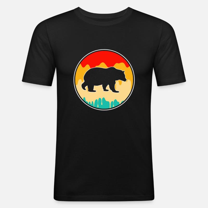 Bär Retro - Männer Slim Fit T-Shirt - Schwarz