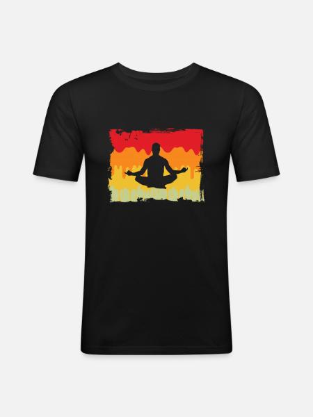 Yoga Meditation Retro - Men's Slim Fit T-Shirt - black